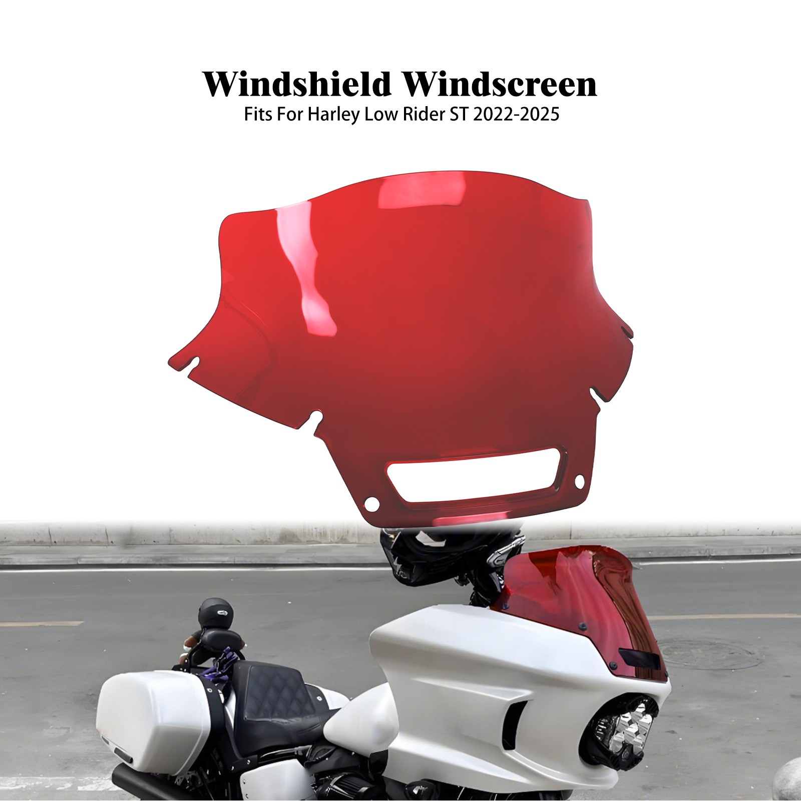 Red 8.5" Plastics Windshield Windscreen For Harley 2022-2025 Low Rider ST FXLRST