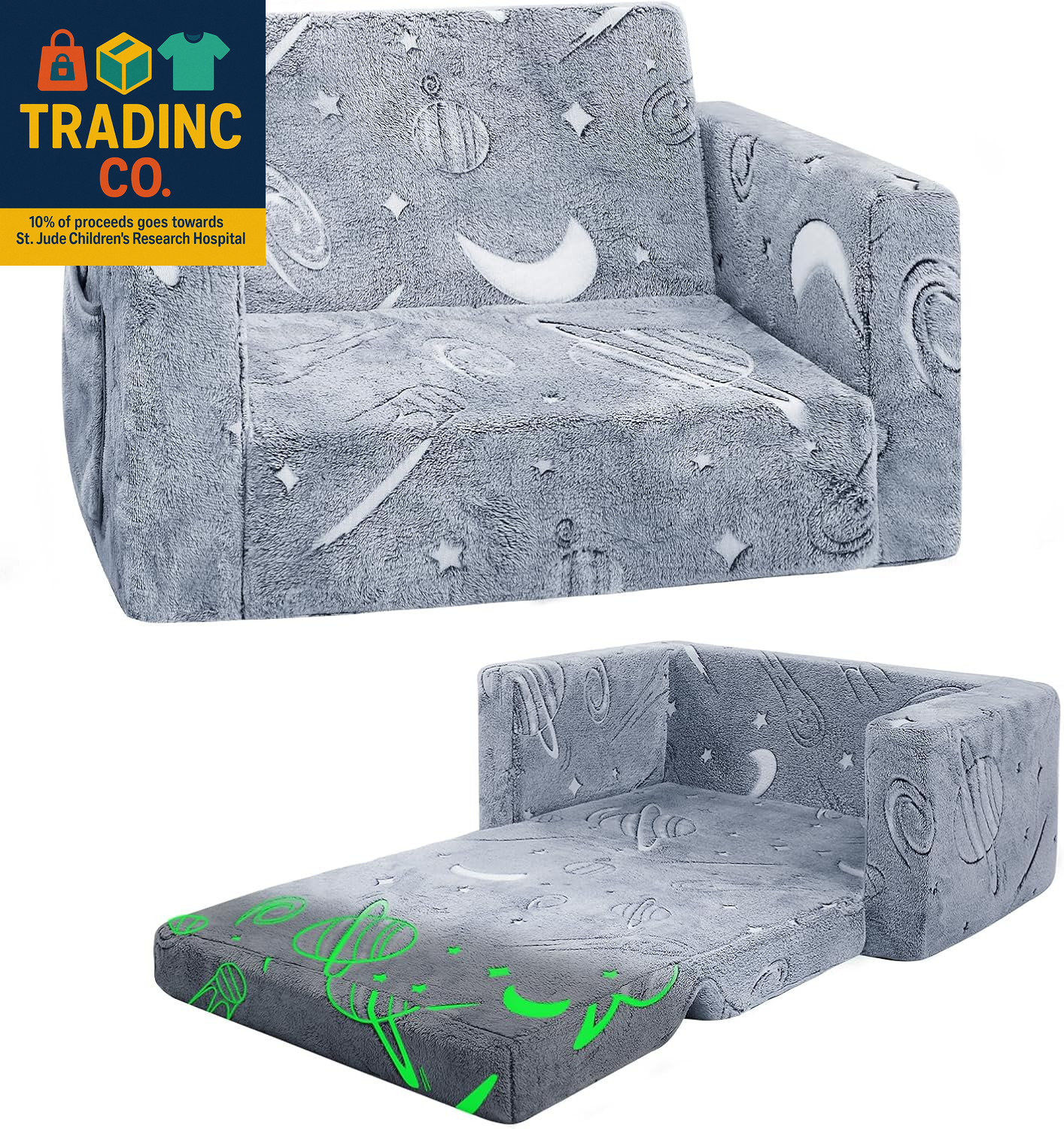 Toddler Chair Comfy,2-In-1 Soft Toddler Couch Fold Out for Kids,Convertible Sofa