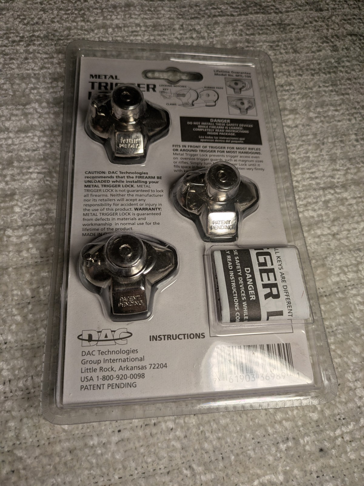 DAC Metal Trigger Locks ( 1 ea. 3 pack ) new
