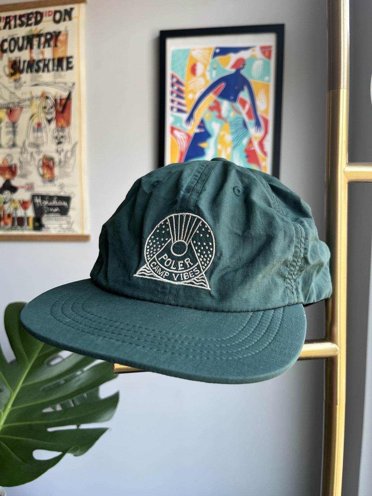 Poler Camp Vibes Green Nylon Baseball Cap