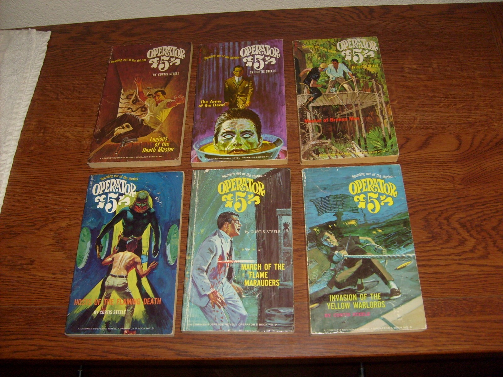 OPERATOR 5, curtis steele,  VINTAGE CORINTH PAPERBACKS #1, 2, 4, 5, 7, 8
