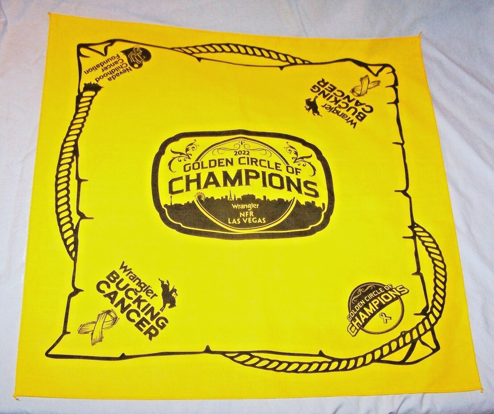 2022 Wrangler Bucking Cancer NFR Golden Circle of Champions Bandana