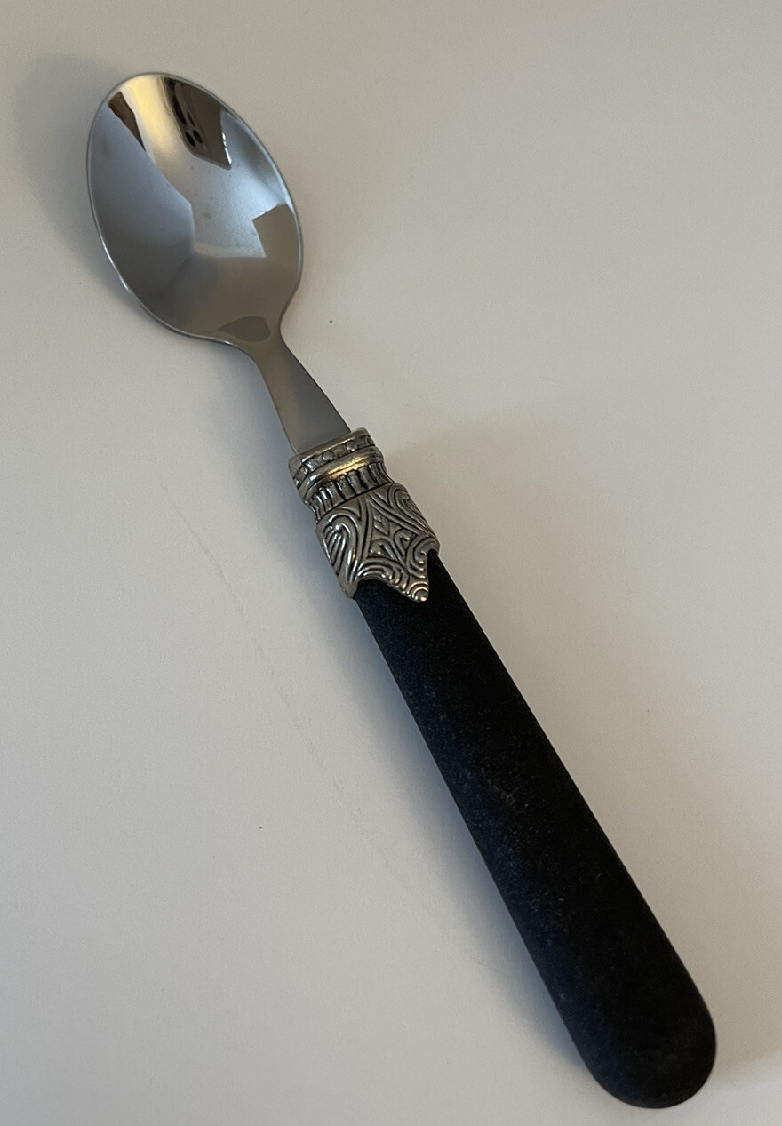 Italy Inox Stainless Black Textured  1 TEASPOON 5 7/8” EUC