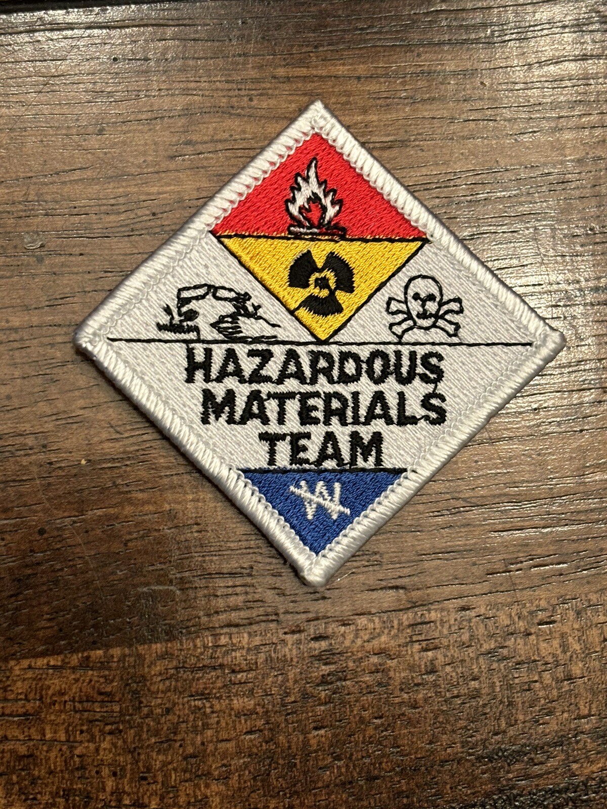 Hazardous Materials Team Rescue FIRE Iron On 3” PATCH Rare Vtg EMT EMS Hazmat