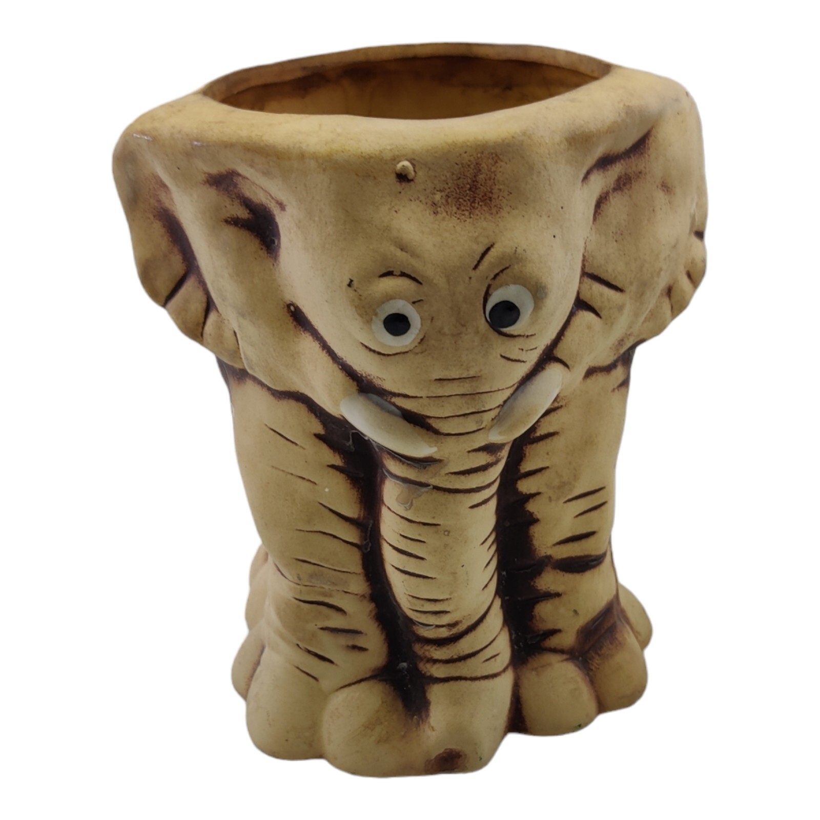 Elephant Planter Pot Succulent Pencil Holder Figurine Ceramic Clay Art