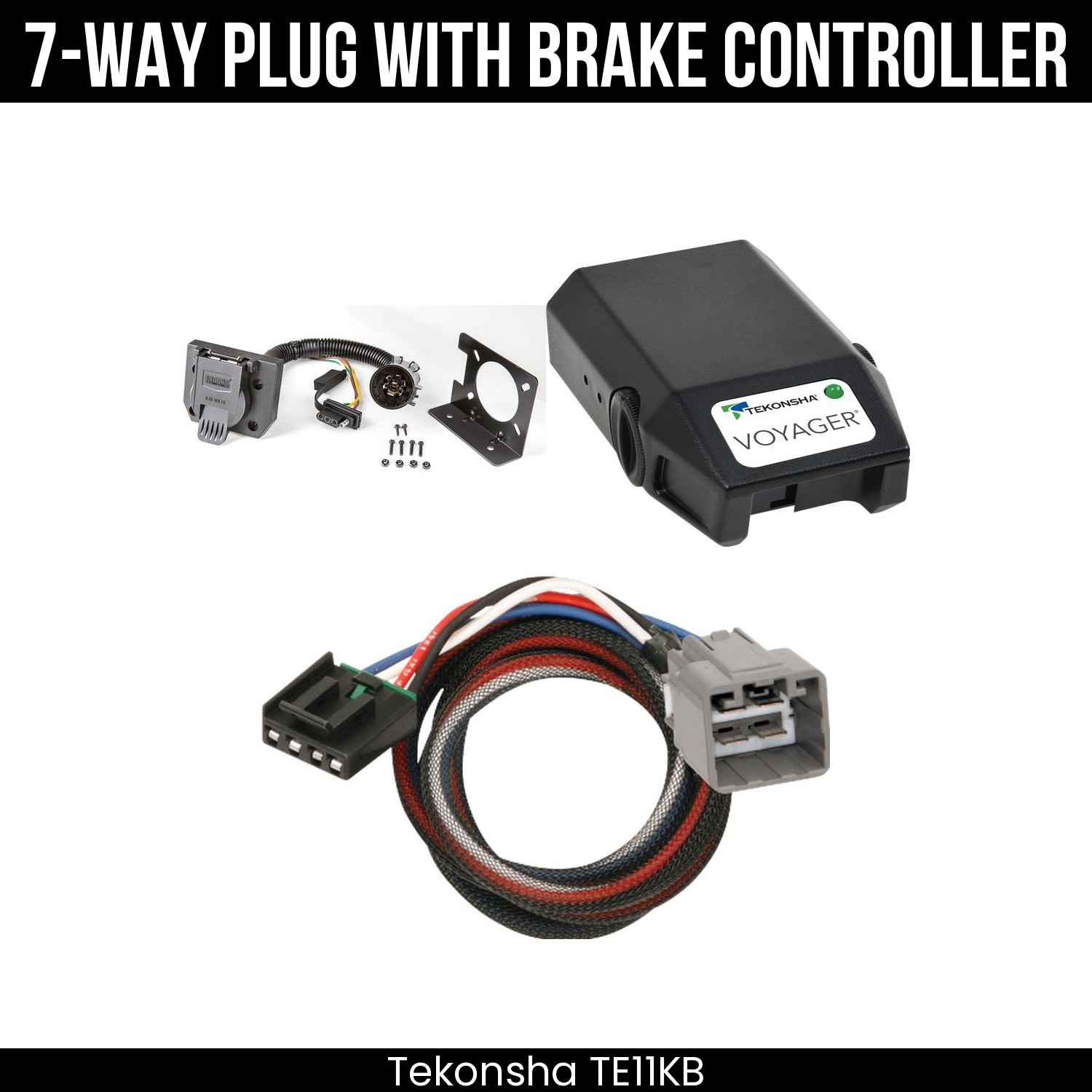 Tekonsha 7-Way Wire Brake Control For 14-28 Jeep Cherokee w/ Existing USCAR 7Way