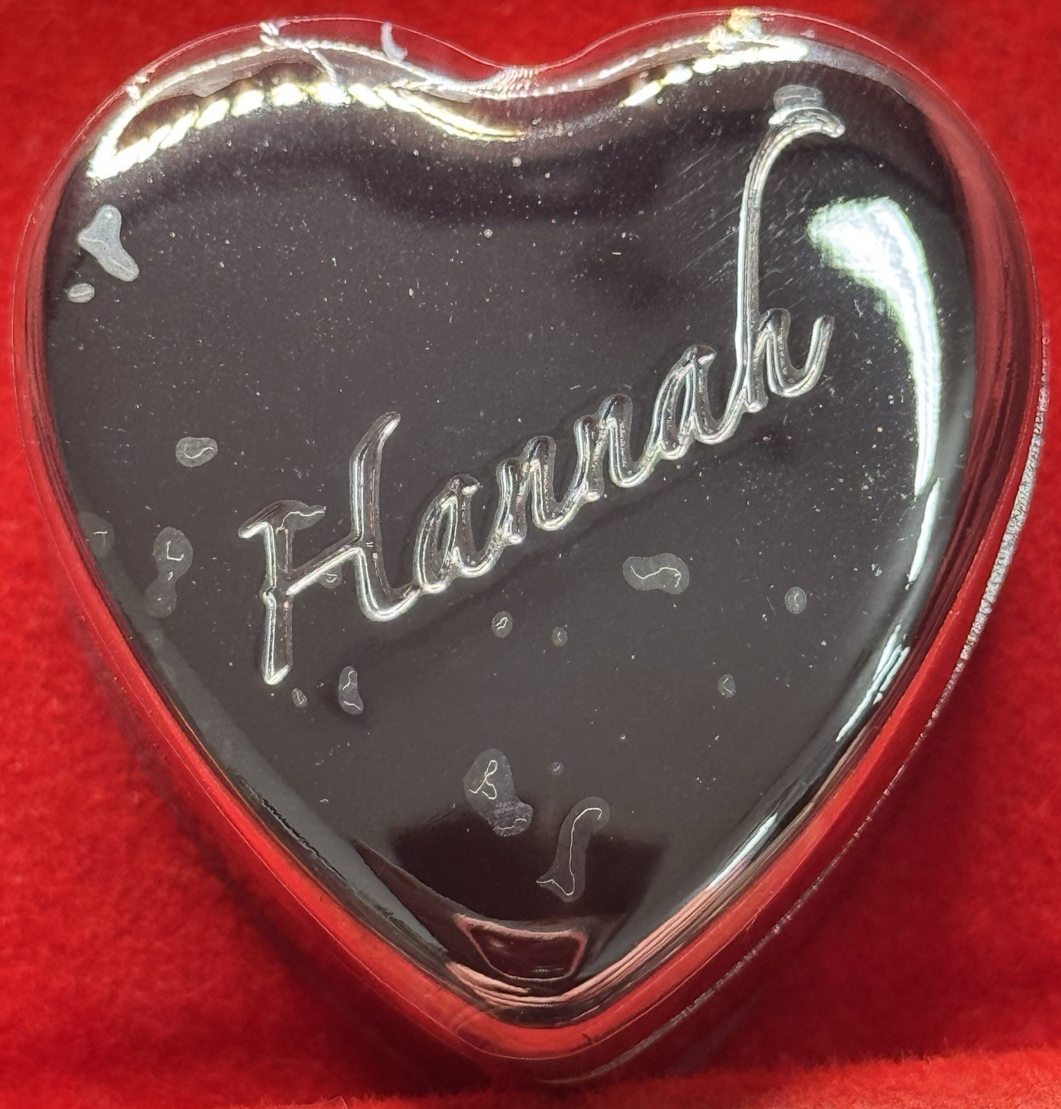 Hannah Ganz Heart Trinket Box Velvet Lined 1.5” NIB Early 2000’s