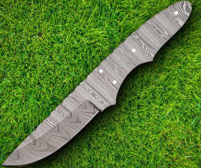 Knifemaking Fixed Knife 3.5" Damascus Steel Drop Point One-Piece Construction