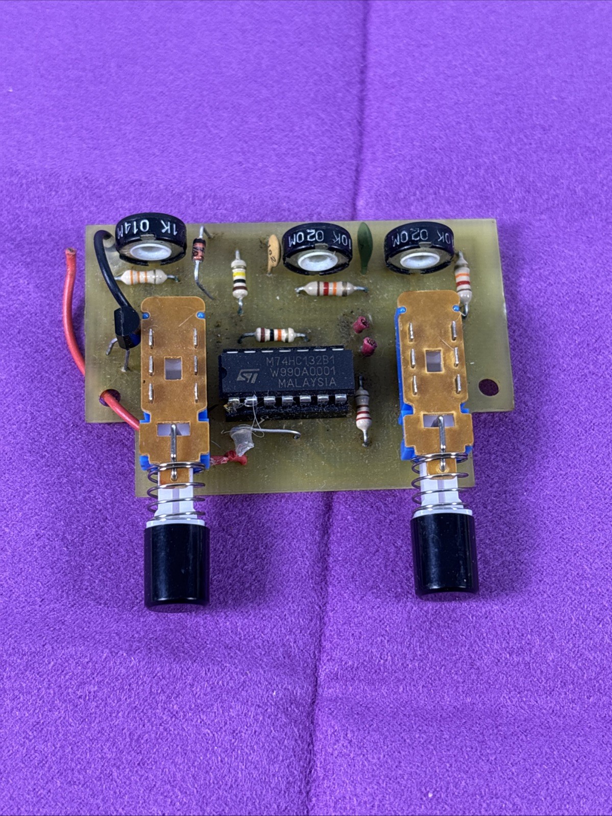 VTG Small Circuit Board w 2 Power Switches w Transistor from Old Radio