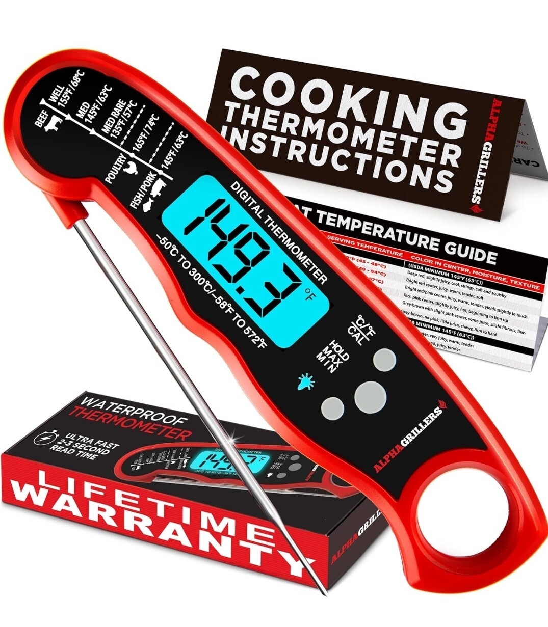 Alpha Grillers Instant Read Meat Thermometer for Grill Smoking and Cooking Temp