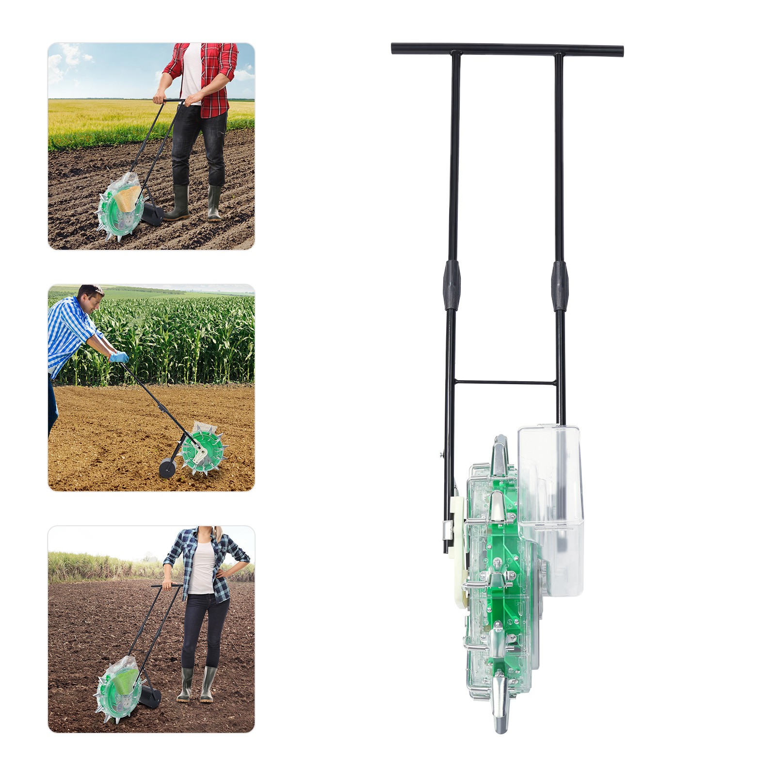 Spreader-Walking Garden Seeder Precision Row Seed Planter Lawn Applicator Tool