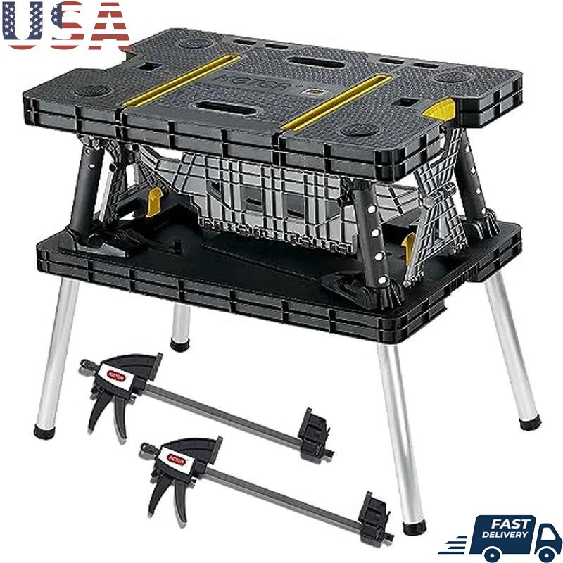 Portable Folding Workbench W/ 1000 Lbs Capacity 12 In Clamps Ideal Home DIY New