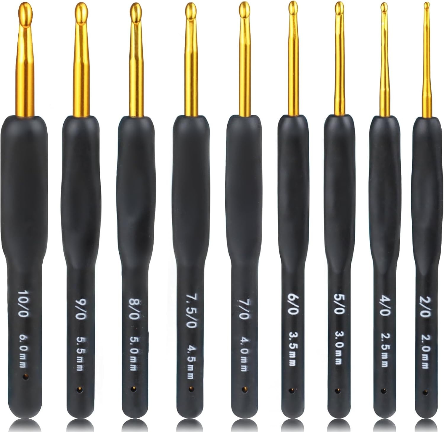 Ergonomic Crochet Hook Set 2.0–6.0mm Soft Grip Aluminum Knitting Needles Black G