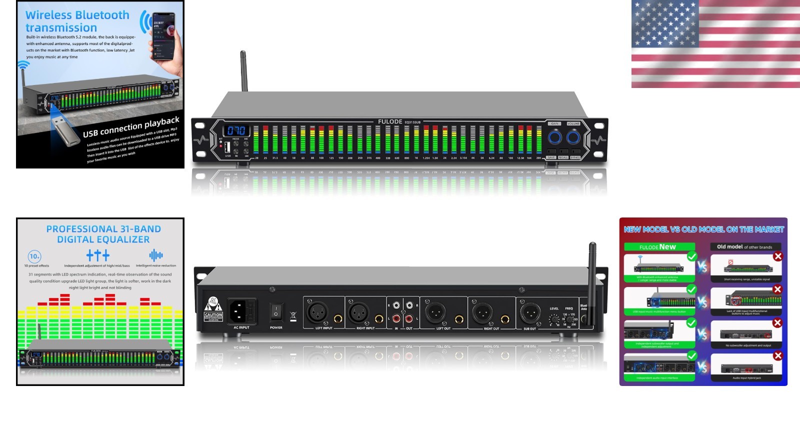 Home Audio Equalizer 31-Band Digital Spectrum Analyzer Sound mixer