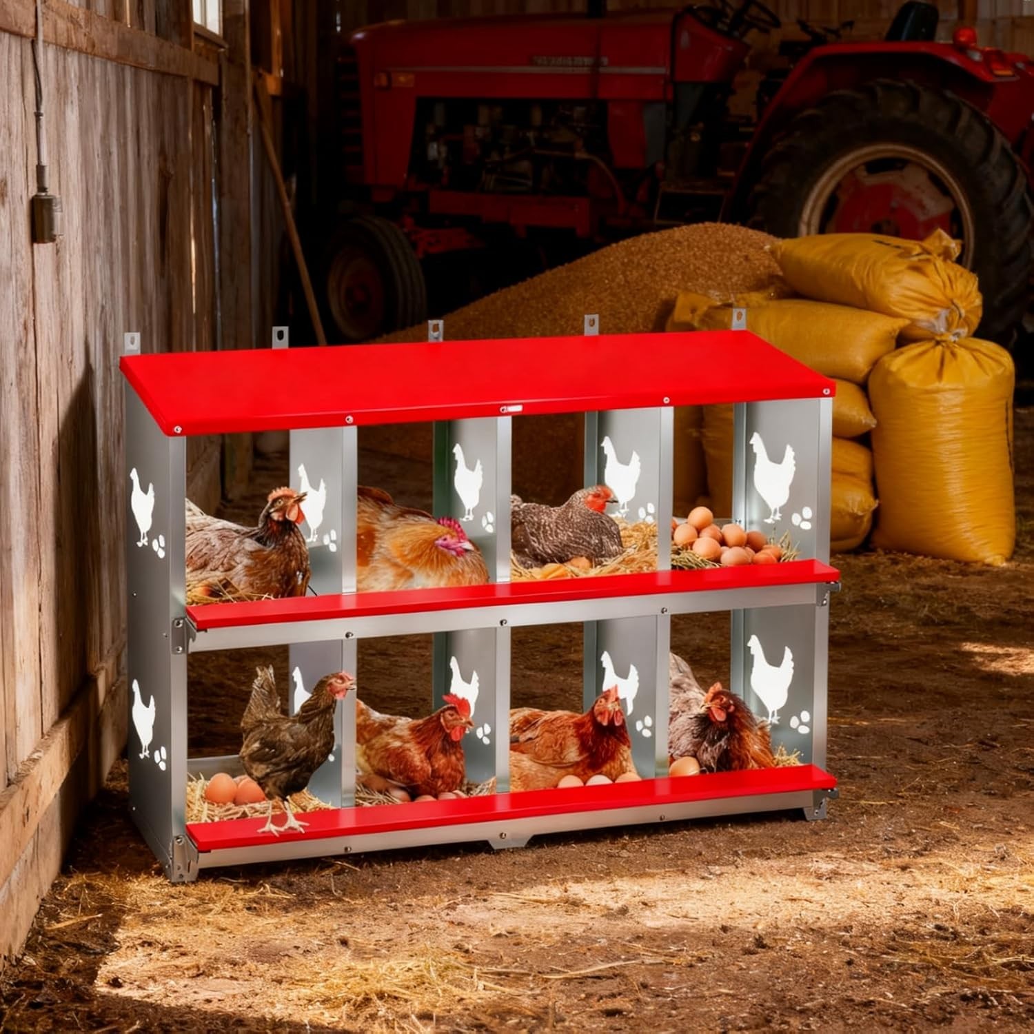 Chicken Nesting Box,Metal Chicken Laying Boxes,Perch for Chickens,Ducks ,Hens