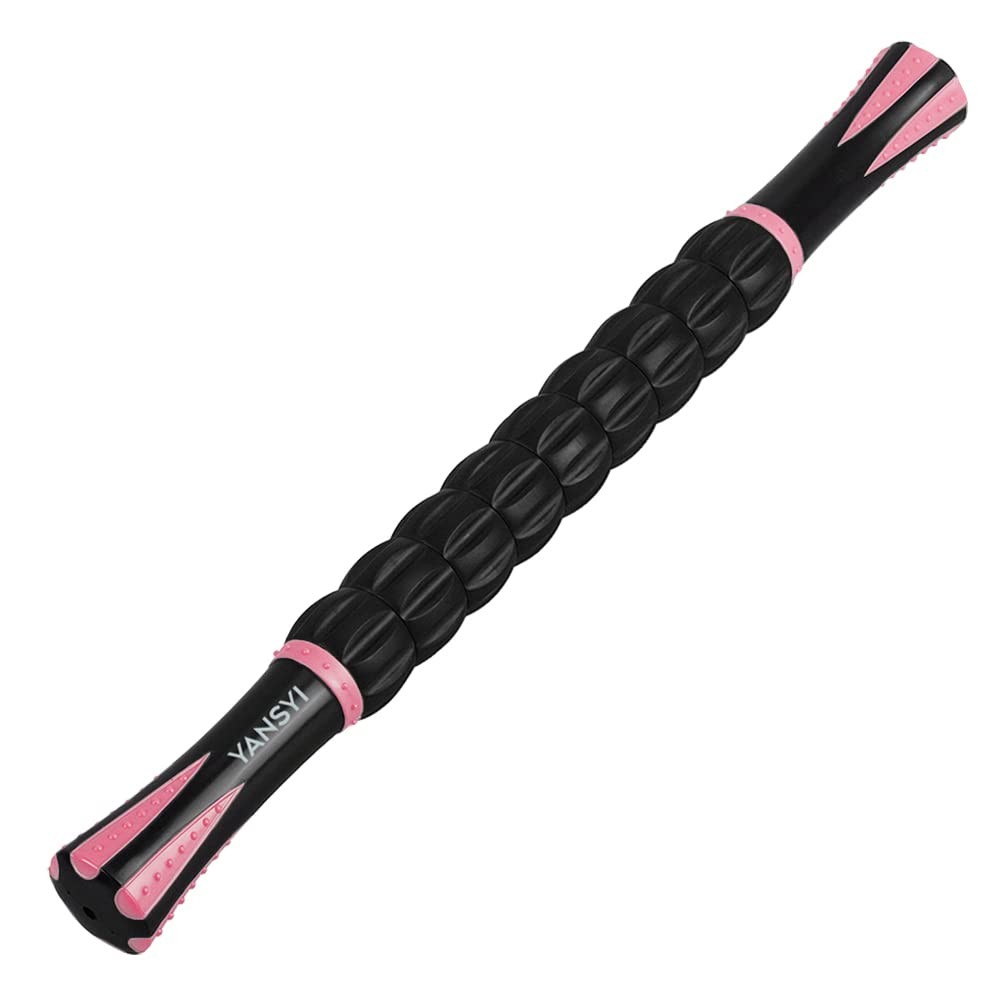 YANSYI Professional 9-Roller Deep Tissue Massage Stick - Portable Muscle Pink