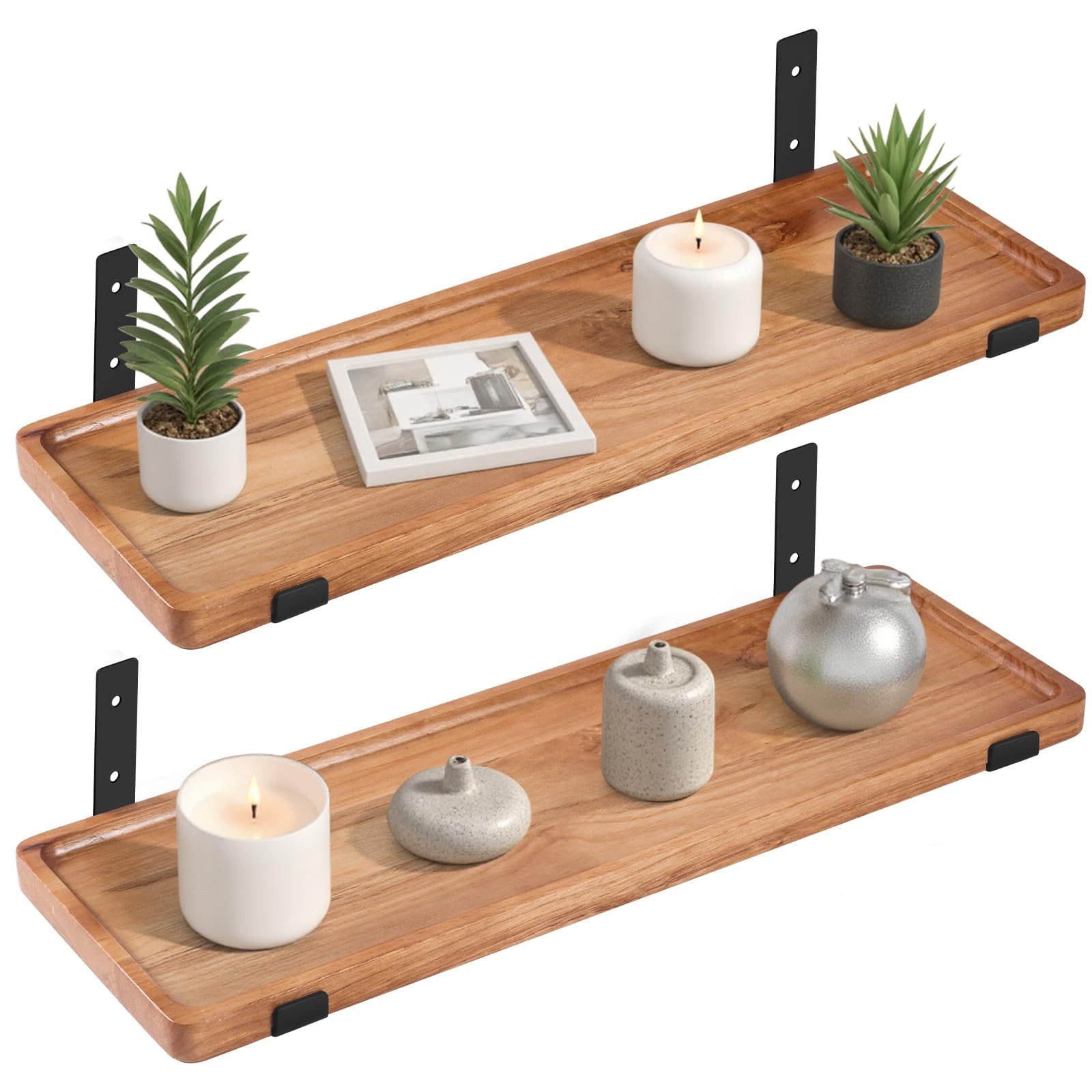 Wood Floating Shelves for Wall Wooden Shelves for Bedroom Living Room Bathroo...
