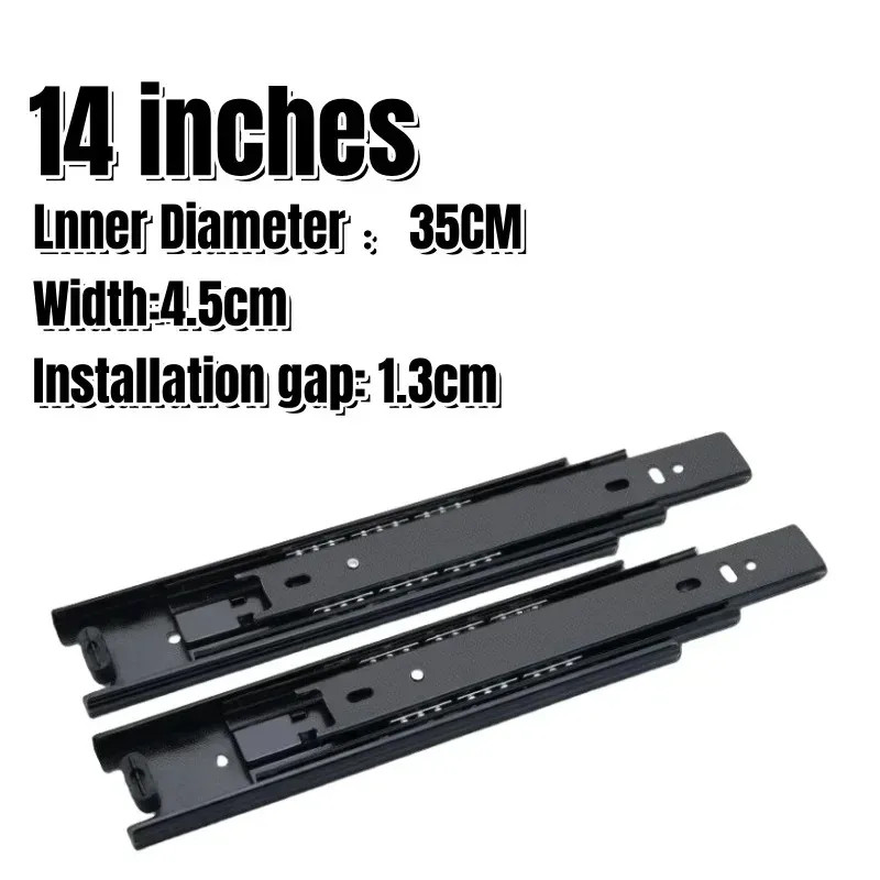 Cold Rolled Steel Hydraulic Damping Silent ThreeSection Wardrobe Drawer Slides w