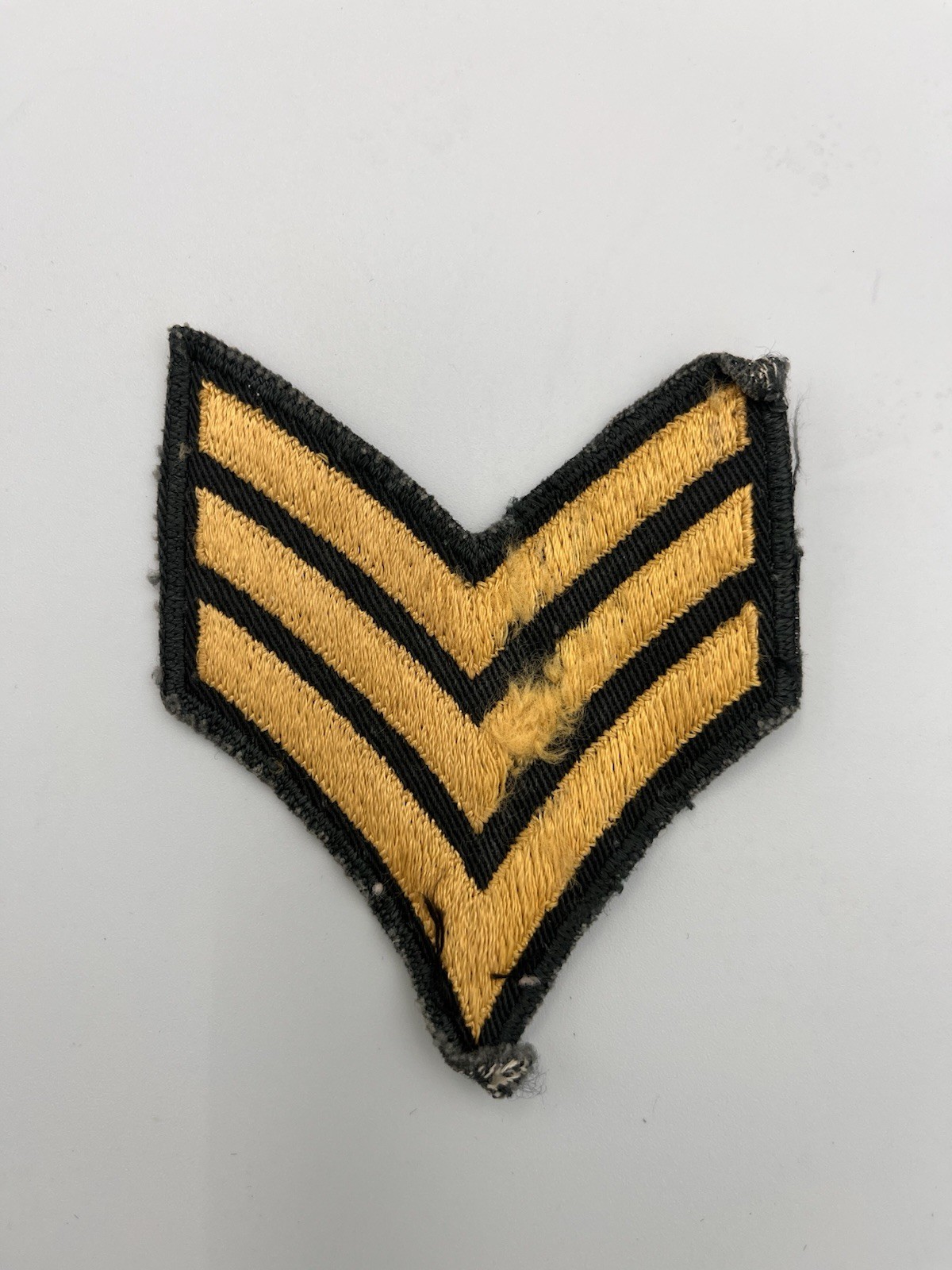 Vintage Issued US Army Sergeant Rank Chevron Patch Gold on OD
