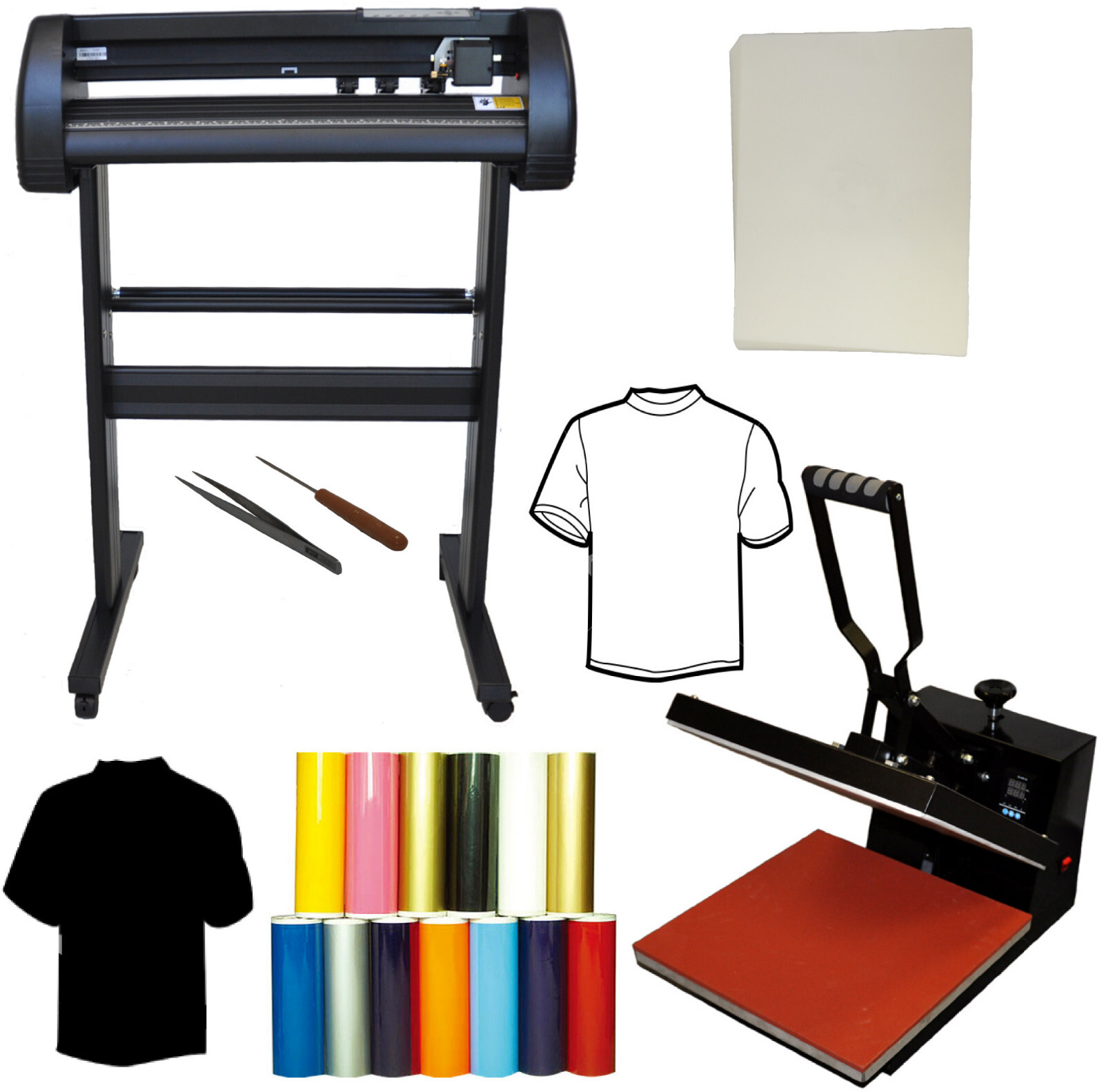 28" 500g Laser Dot Vinyl Cutter Plotter,15x15 Heat Press,Transfer PU Vinyl Paper