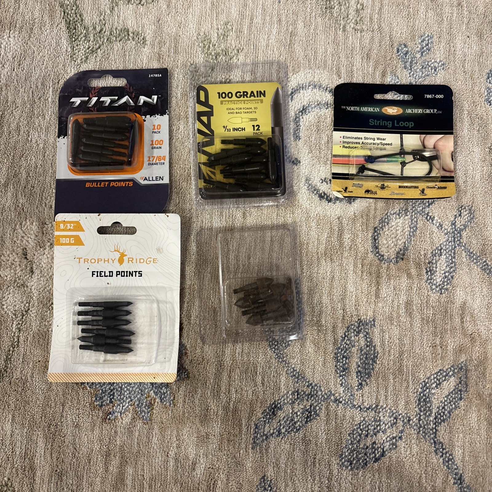 Lot Of Arrow Field Points 100 G Titan, Trophy Ridge, Nap. String Loop