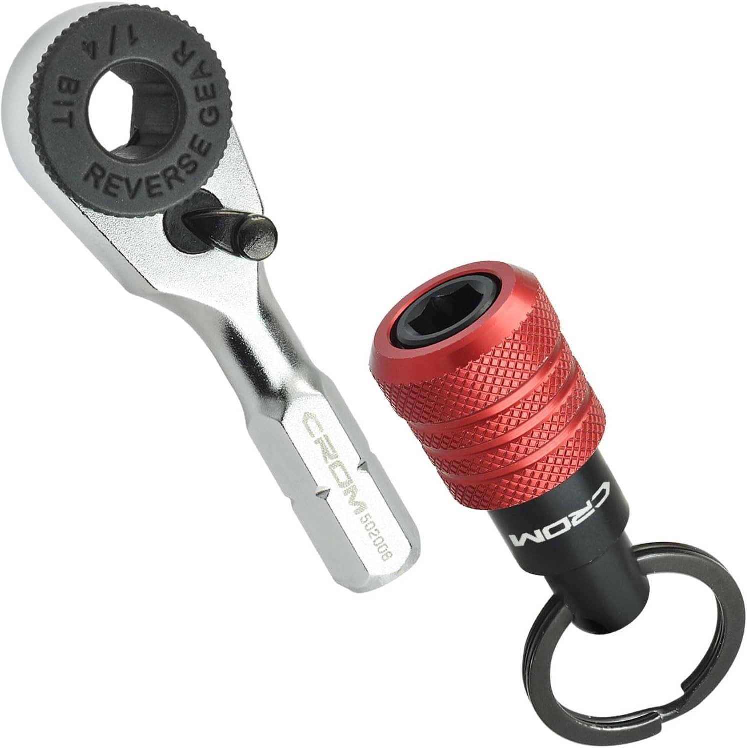 CROM EDC Mini Ratchet Wrench – 1/4-Inch Hex End Multitool Accessory with Bit H