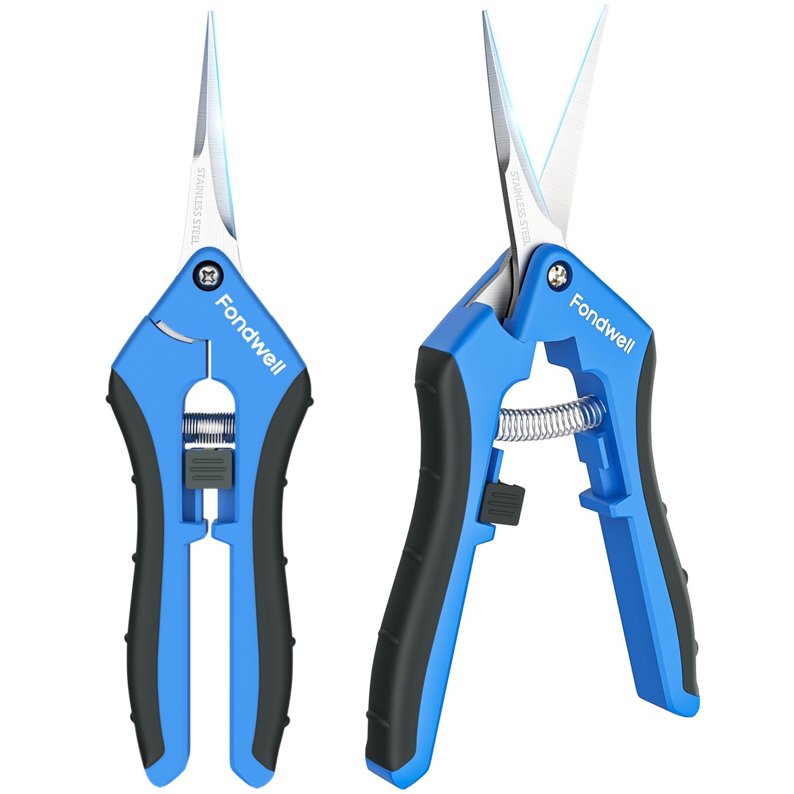 Fondwell 6.5" Pruning Shears Trimming Scissors: 2 Pack of 6.5 Inches, Blue