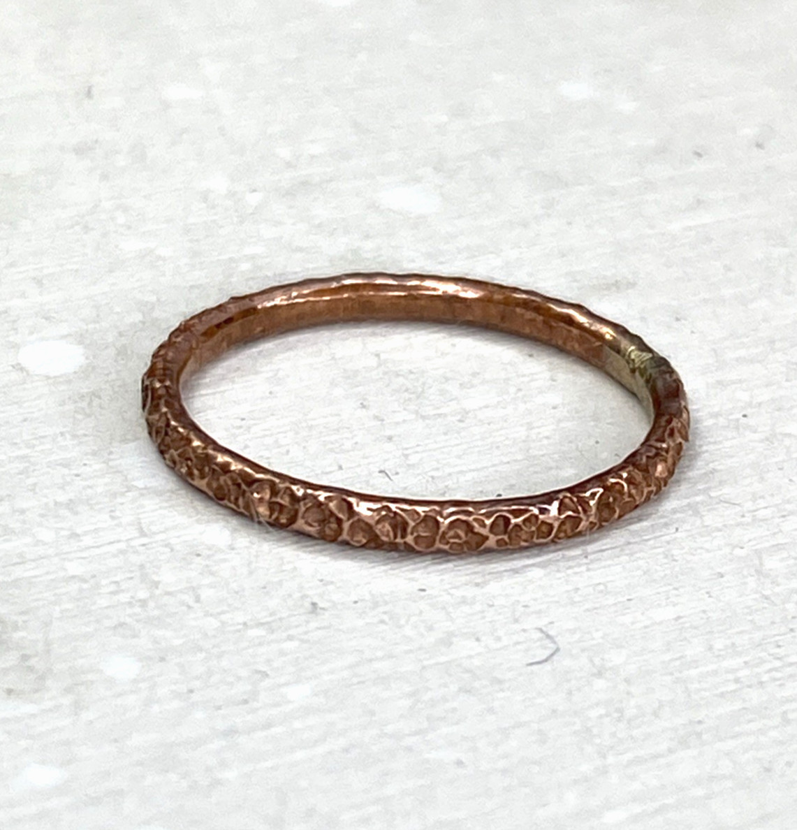 Copper Ring Stackable Hammered Rings band Size 6.5 Wedding Ring Unisex thin 2mm