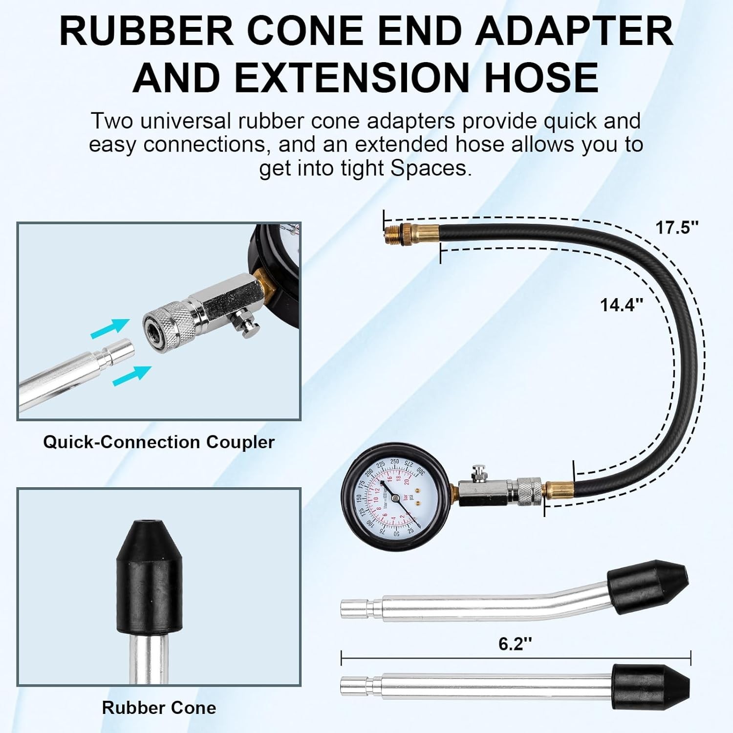 Engine Cylinder Compression Gauge Tester Kits Gas Engine Diagnostic Testing Tool