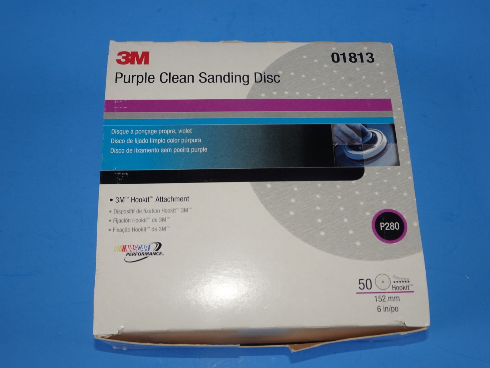 3M 01813 Purple Clean Sanding 6" Discs P280 Hookit (37 pcs) Box SB11