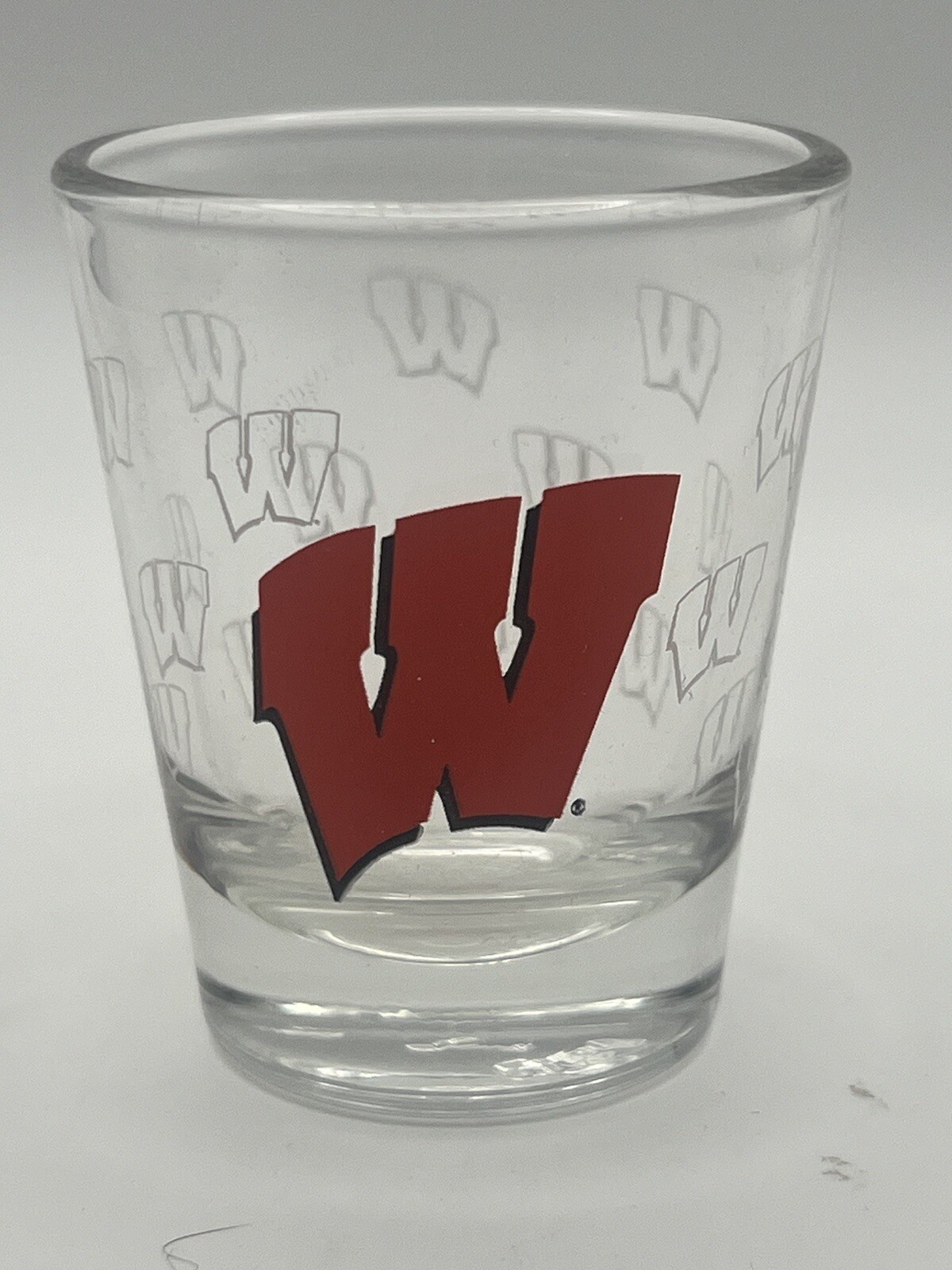 Wisconsin Badgers Shot Glass With  Red “W” Logo NCAA Big 10 NEW