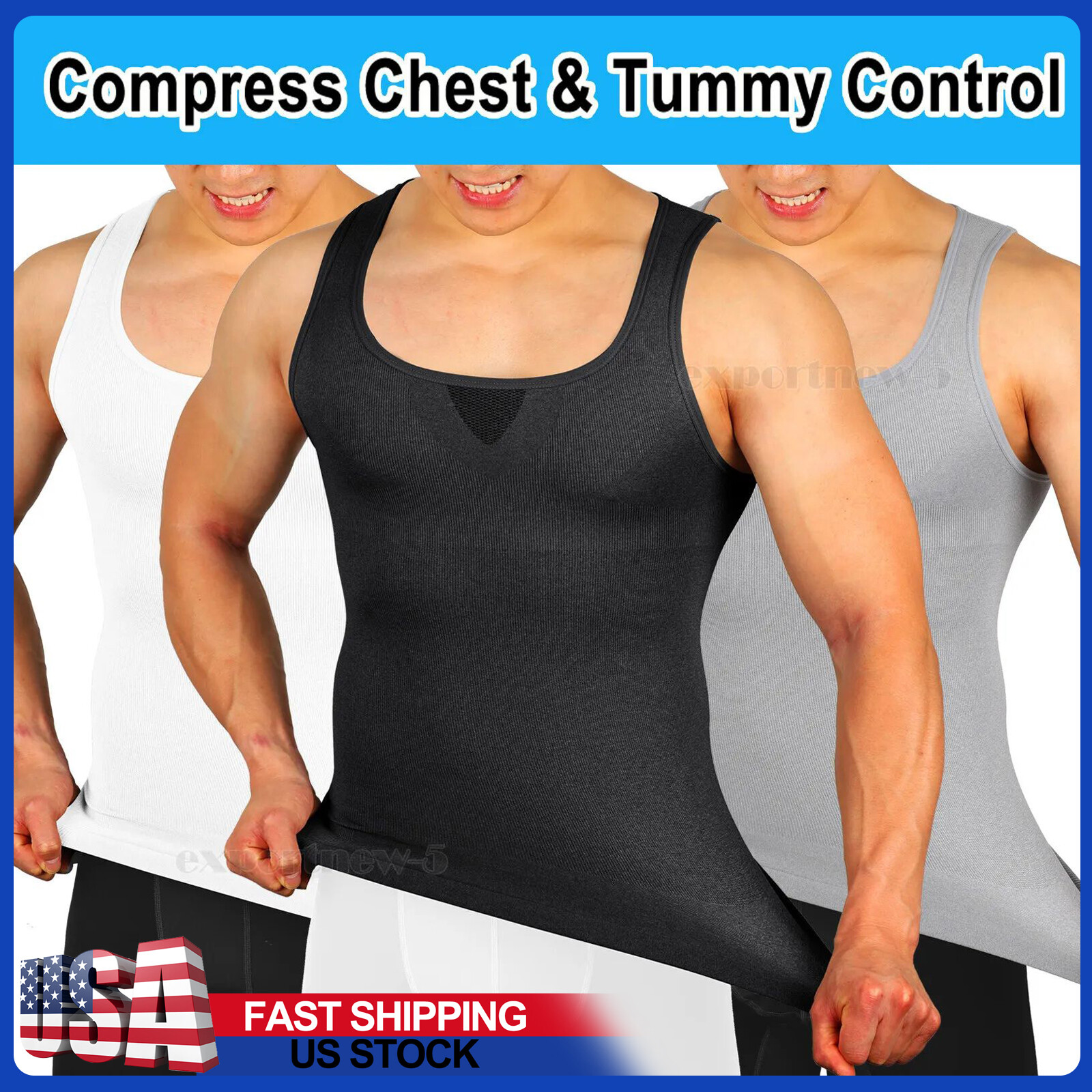 Men Slimming Body Shaper Vest Abs Abdomen Compression Shirt Workout Tank Tops US