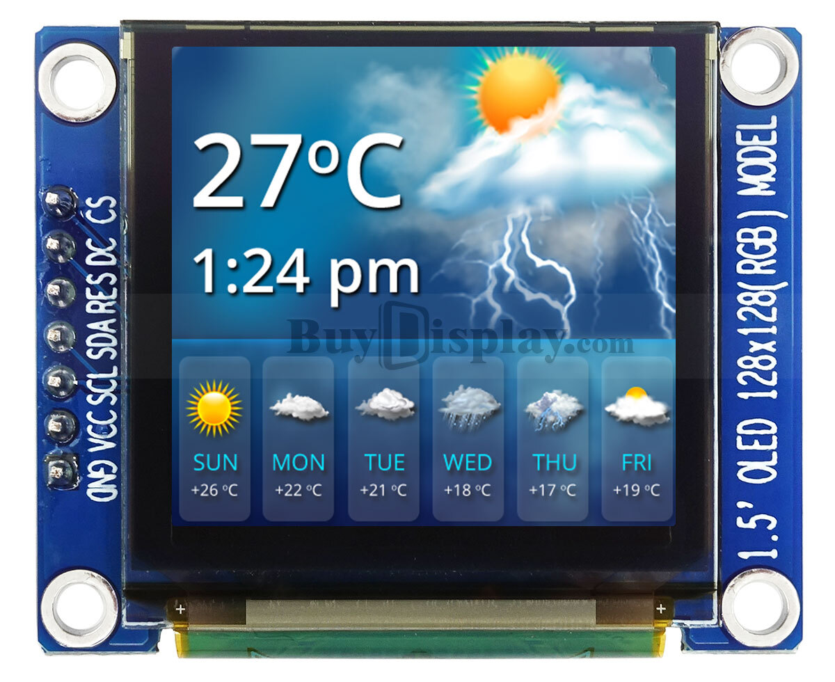 Full Color 1.5 inch Arduino,Raspberry Pi OLED Display Module 128x128 w/SSD1351