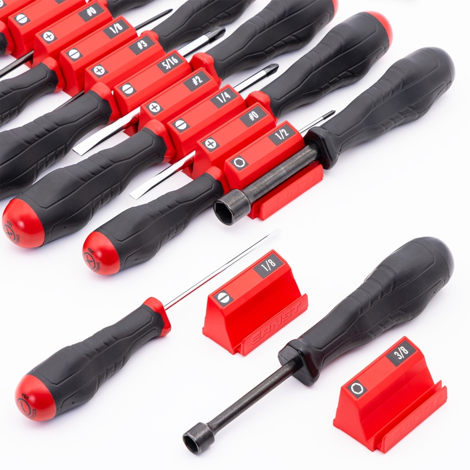 Ernst 5651M Screwdriver Pro XL 14 Tool Magnetic Storage Organiser Red