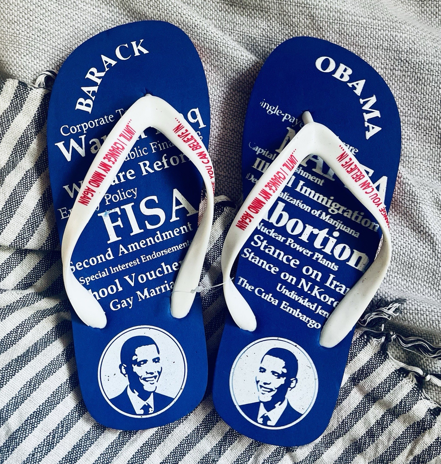 NWOT RARE President OBAMA HotFlops Flip Flop Thong Sandals Shoes Size Large