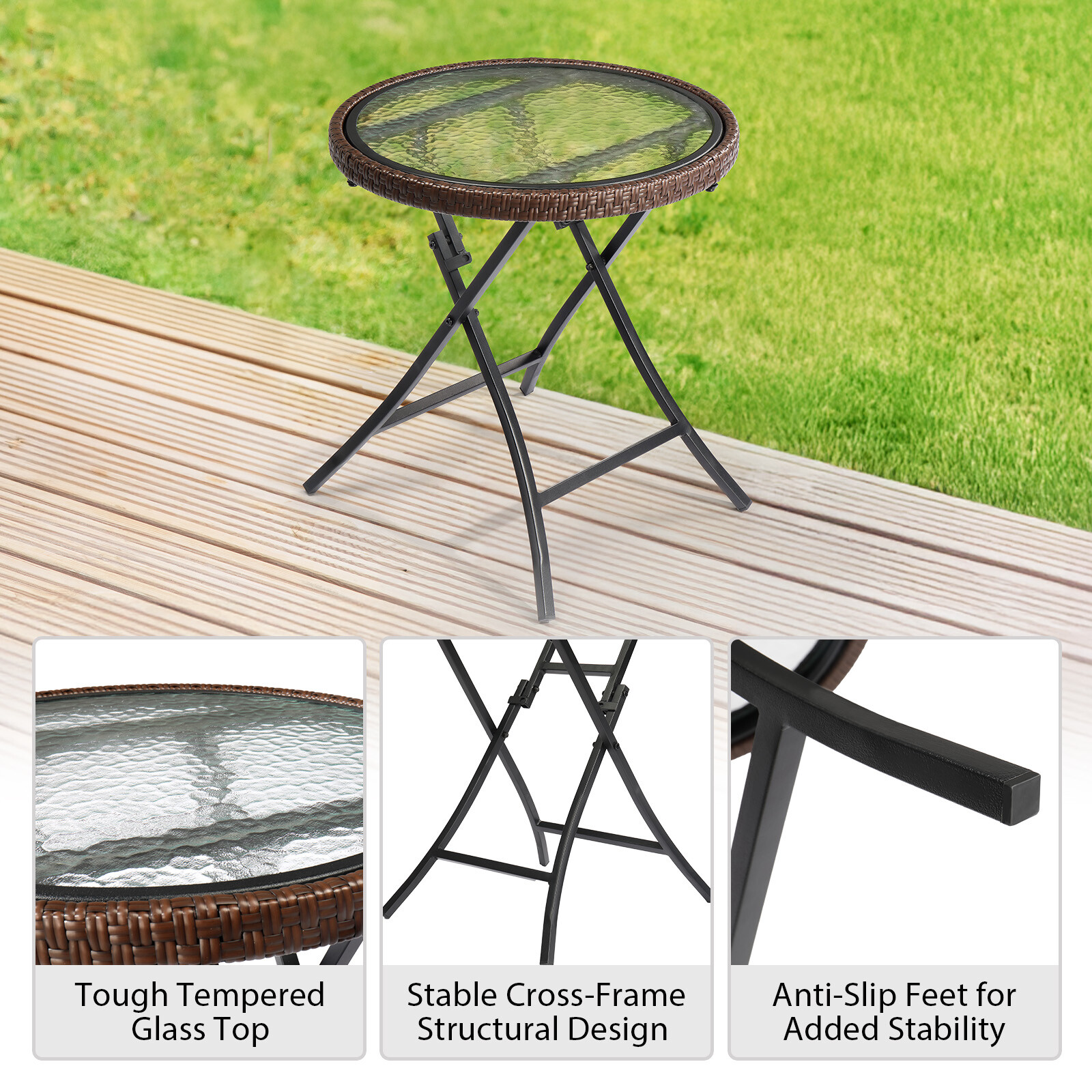 18"/19" Small Patio Side Table Round Coffee Table Foldable Sofa Side Table,New
