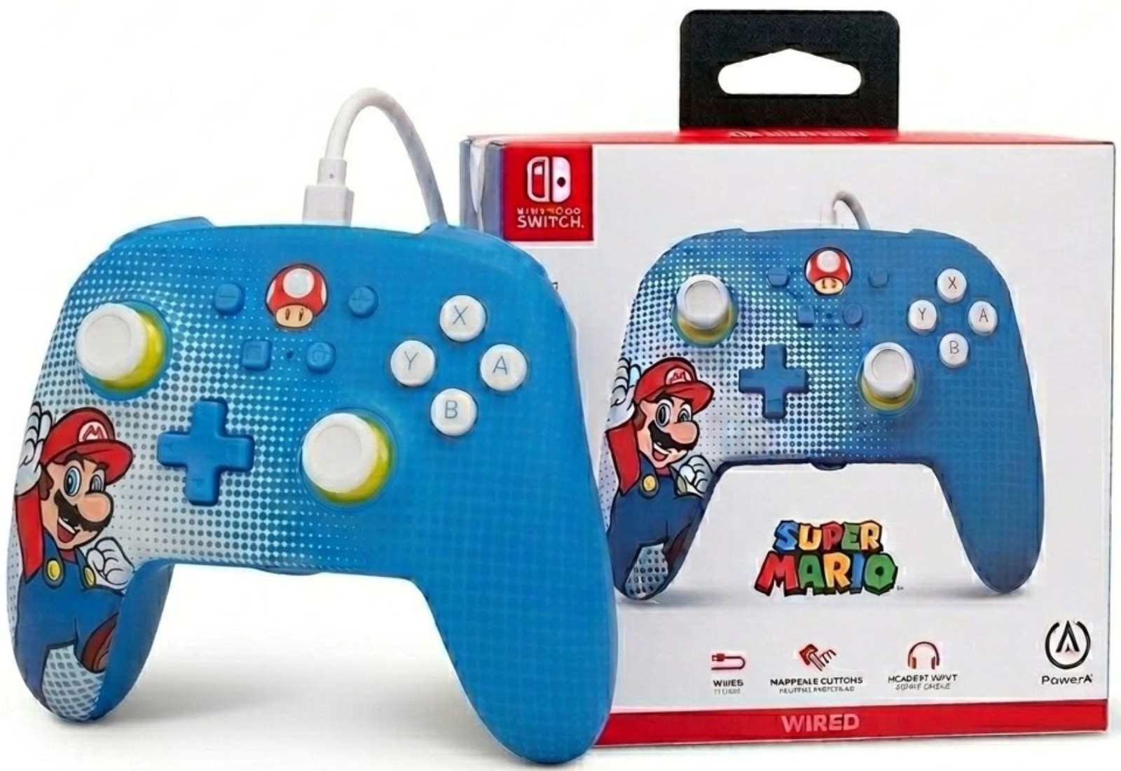 PowerA Enhanced Wired Controller for Nintendo Switch – Mario Pop Art – NEW