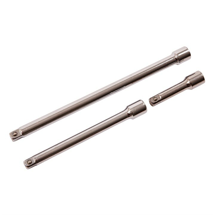 3 Pc 3/8" Square Drive Socket Extension Bar Set 75mm 150mm 225mm Amtech I3800