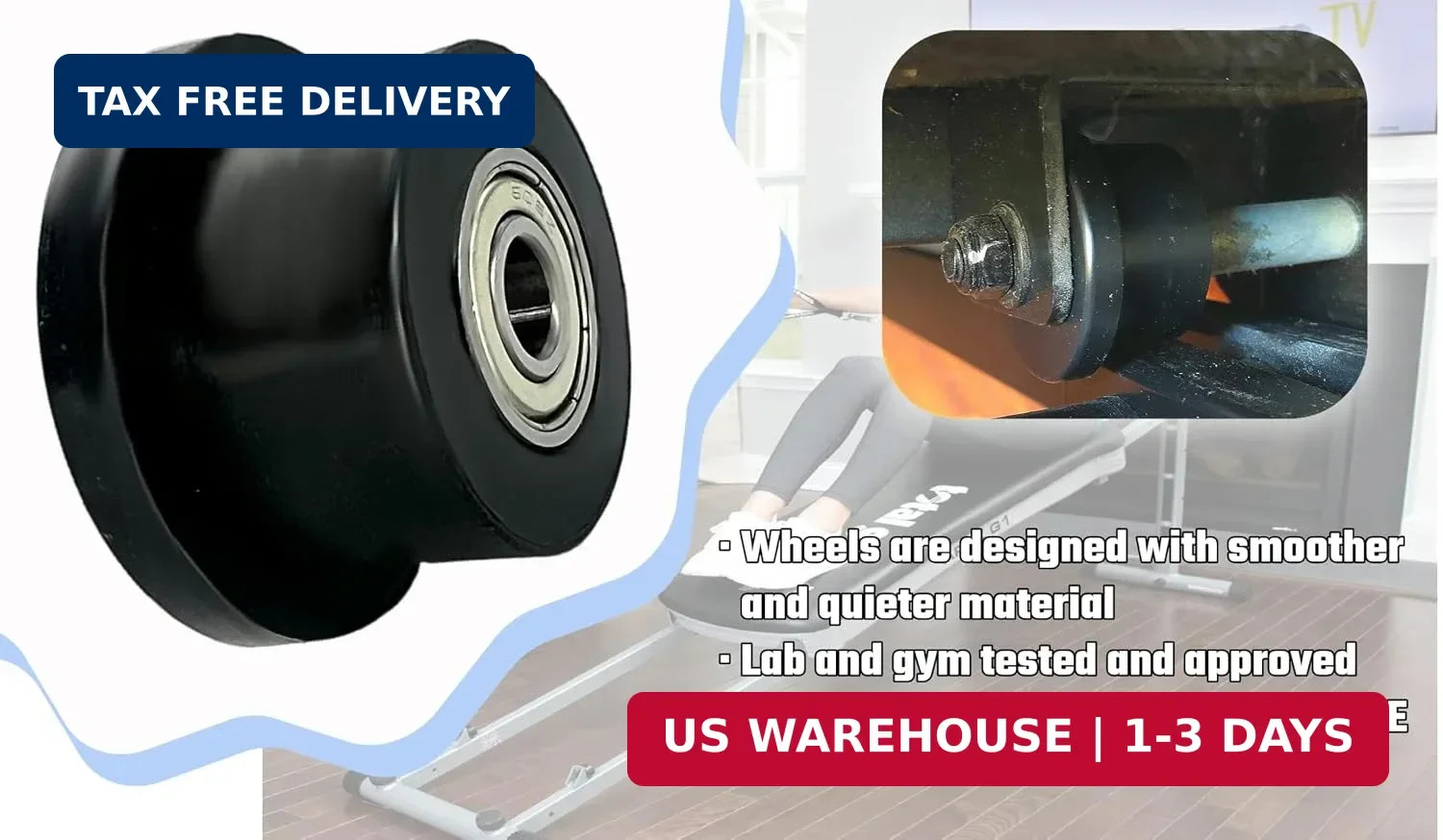 4-Pack Universal Gym Machine Roller Wheels - Heavy-Duty Black Plastic Rollers fo