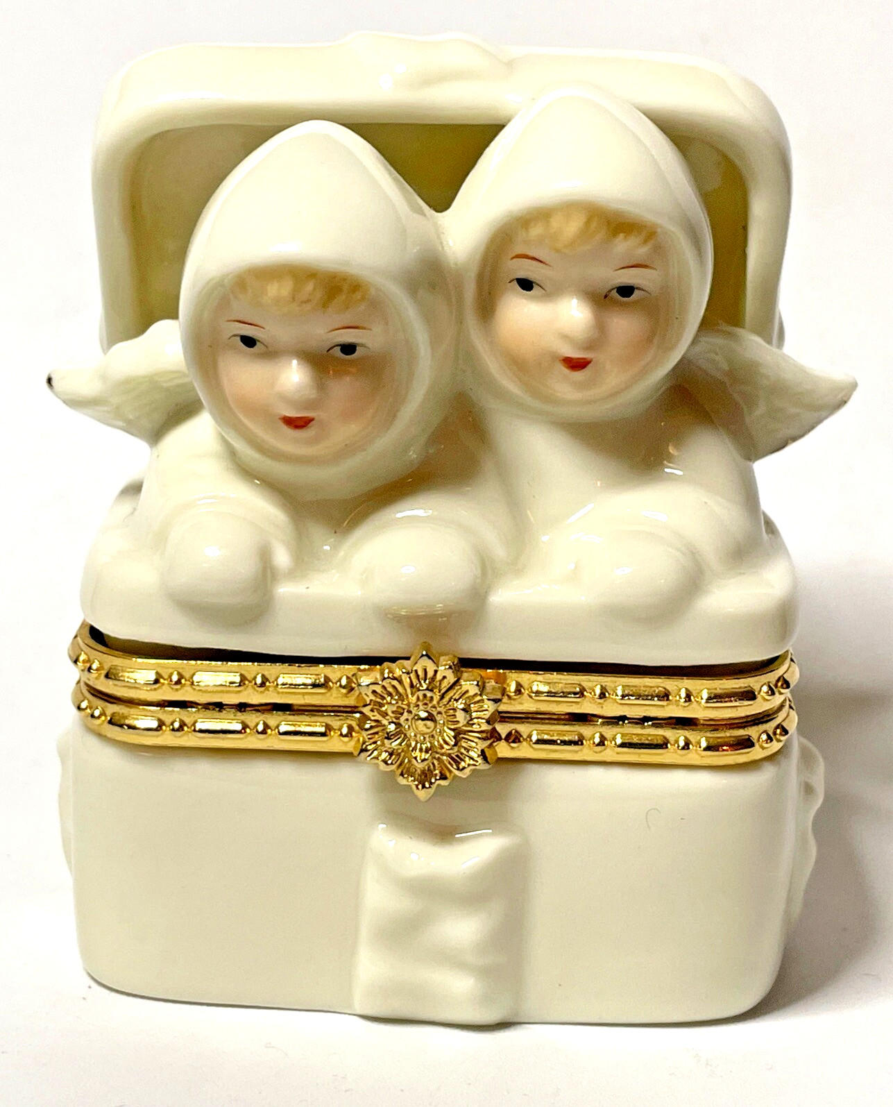 Trinket Box Twin Angels 3.25” Tall Formalities By Baum Bros.