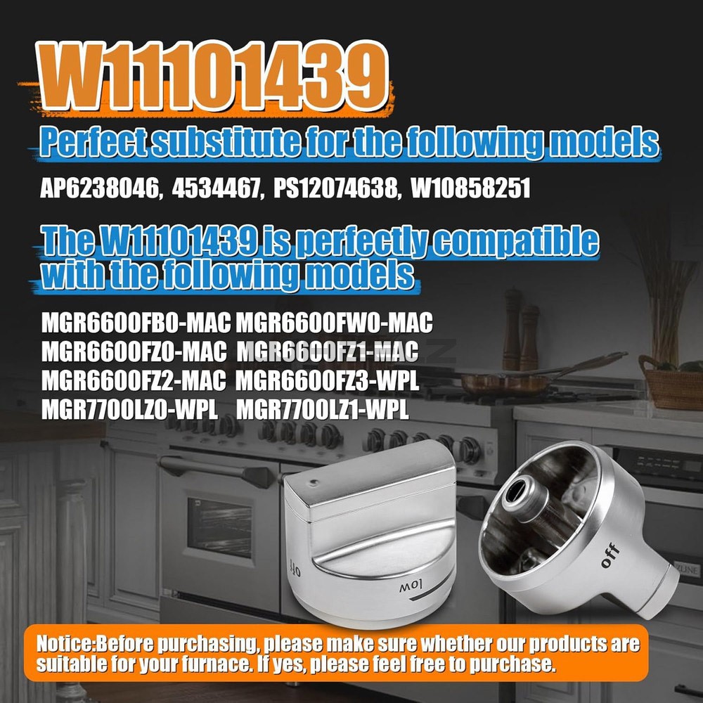 Upgraded W11101439 Gas Stove Knobs FIT for Maytag Whirlpool Range Knobs (1Pcs)