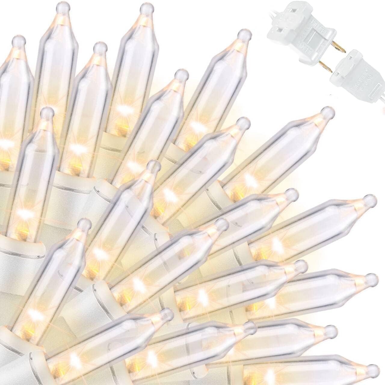 LPHOME Super-Bright Extendable Clear White Wire Christmas Lights