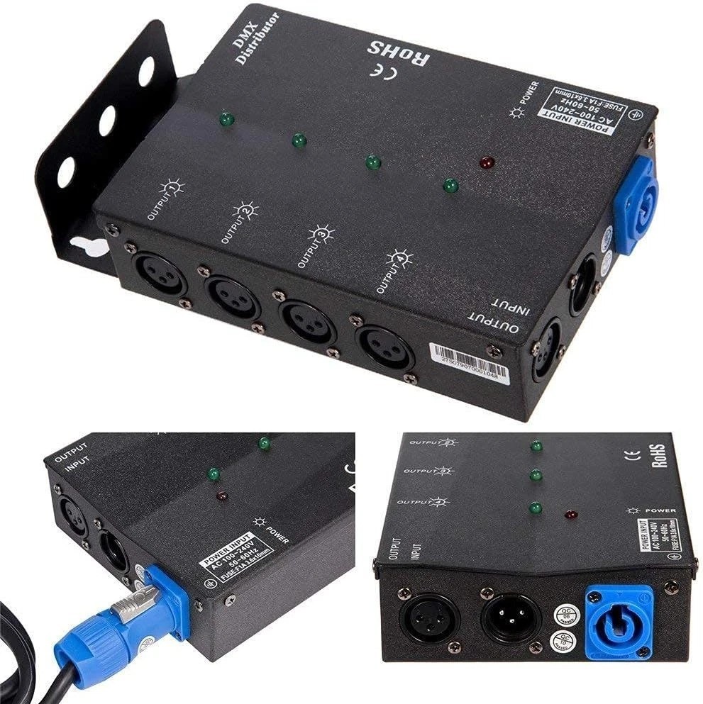4-Way DMX Splitter Amplifier - Save Cable and Setup Time