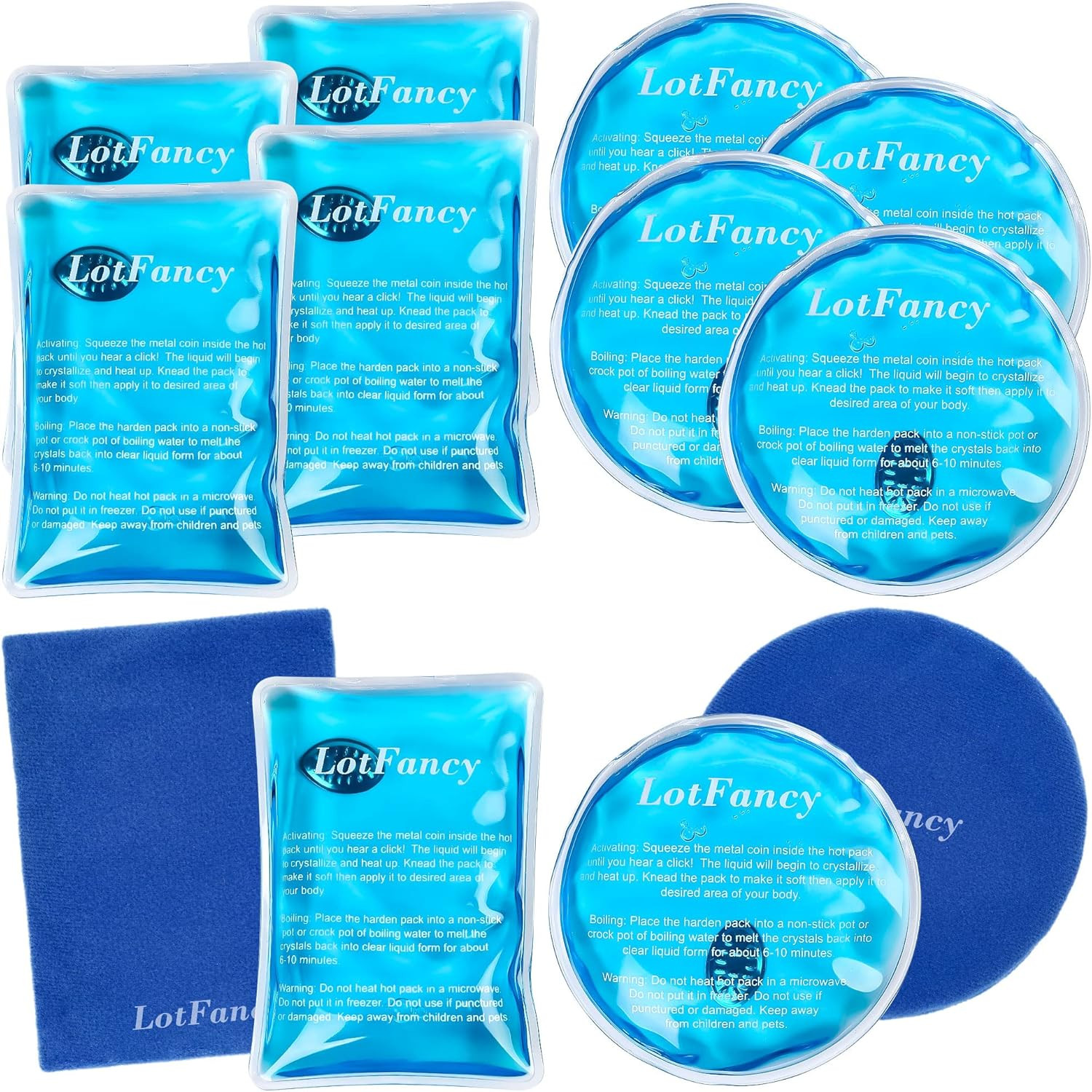Reusable Hand Warmer, 10 Click Activated Instant Heat Packs and 2 Wraps, Snap...