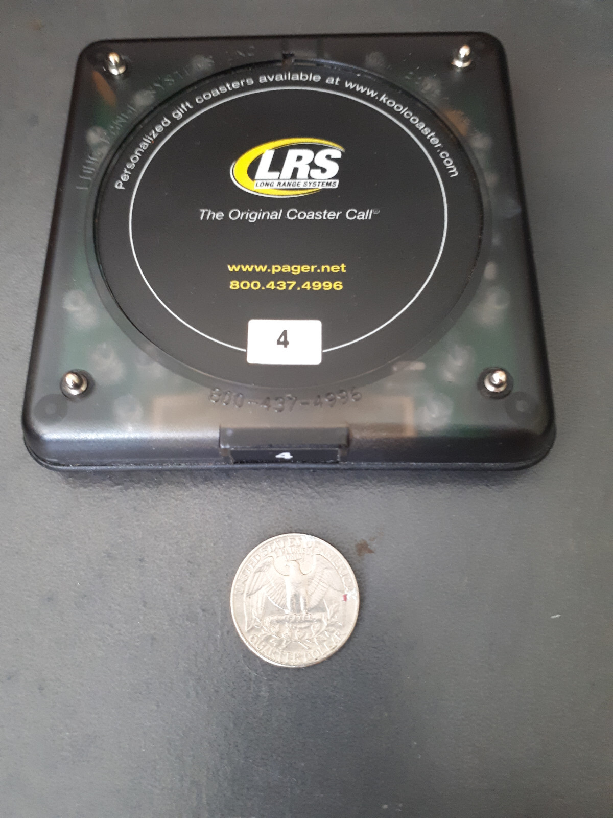 One (1) LRS Long Range Systems Coaster Call Restaurant Pager R8500 RX-CS4NP