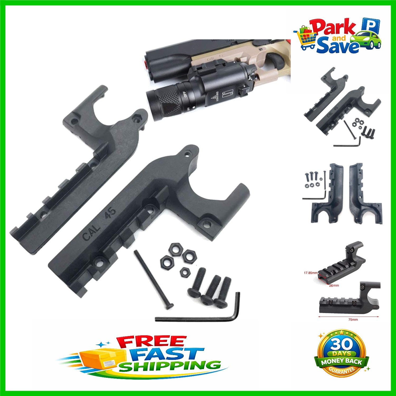 Lightweight Polymer Rail Adapter for Colt 1911 - Enhanced Tactical Functionality
