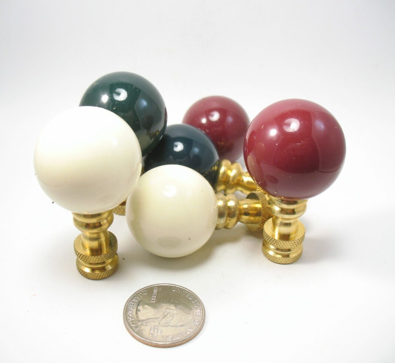 Lamp Finial Lot of 6 Assorted Lampshade Finials New Acrylic & Brass Sphere lot32