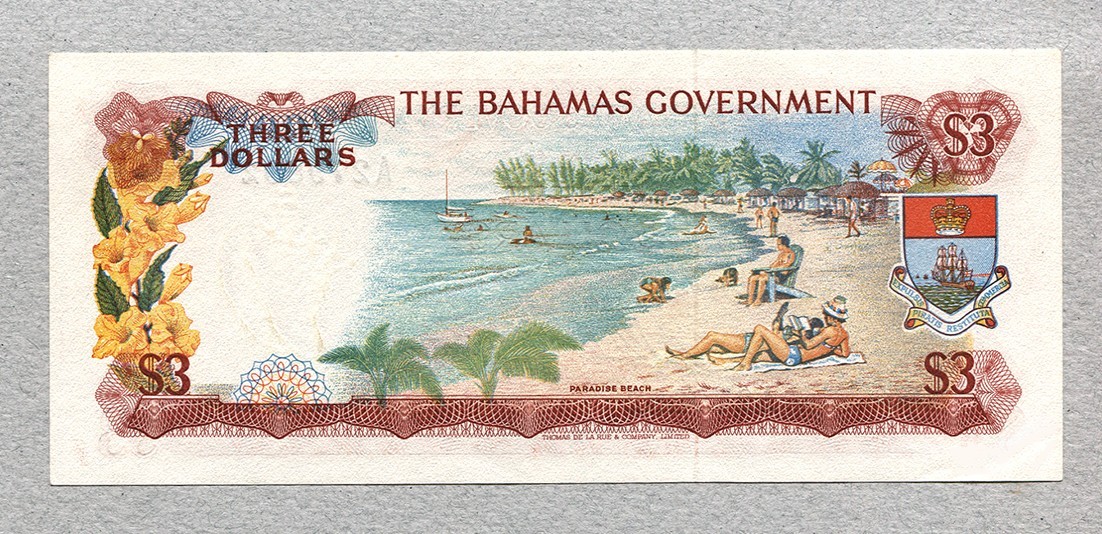BAHAMAS 3 Dollars 1965 P19a UNC