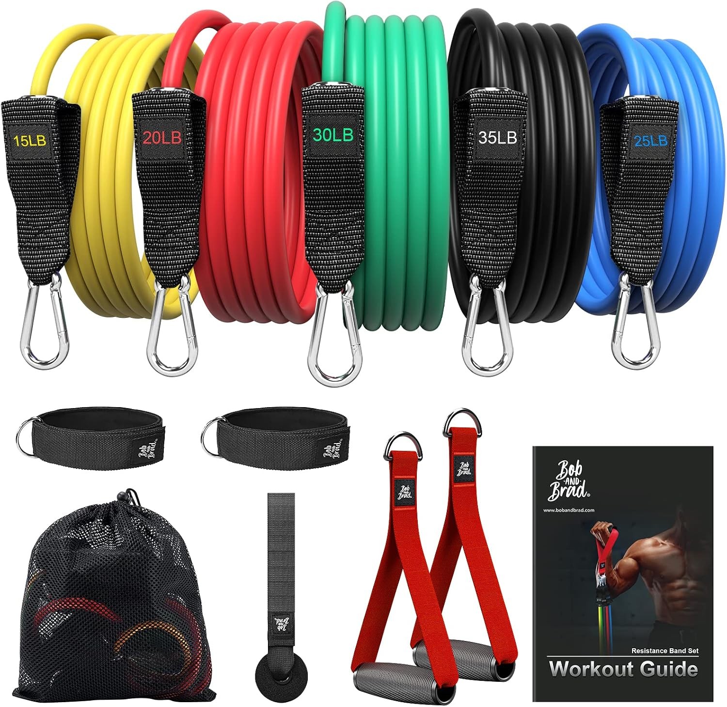 Bob and Brad Resistance Bands Set - Heavy-Duty, 125 lb Home Gym Kit