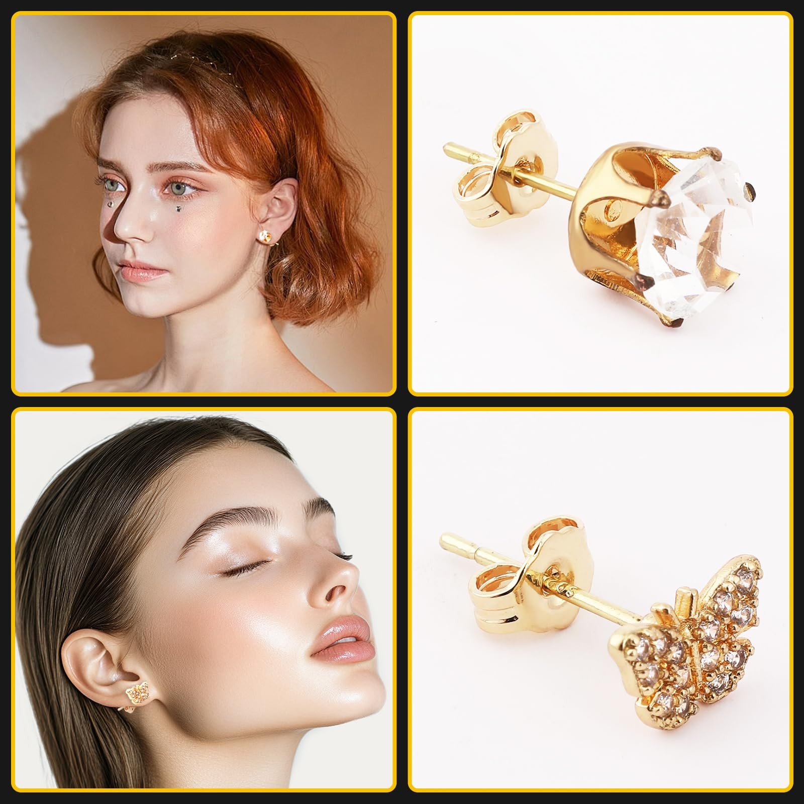SANNIX 30Pcs/15 Pairs Earring Backs for Studs Locking, 14K Gold Earring Back ...